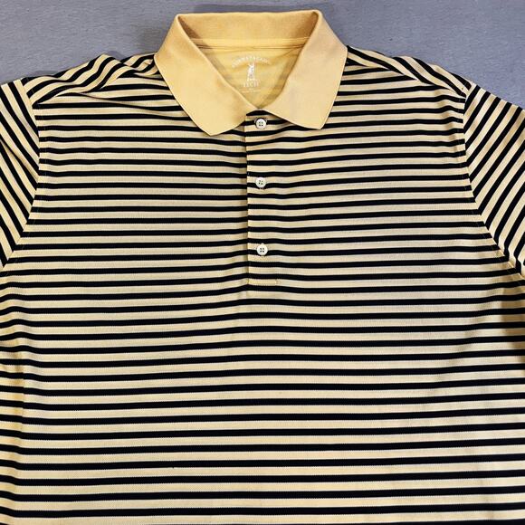 Vtg Fairway Greene Golf Polo Mens XL Black Yellow Striped Tech 1/4 Button Shirt - Picture 2 of 7